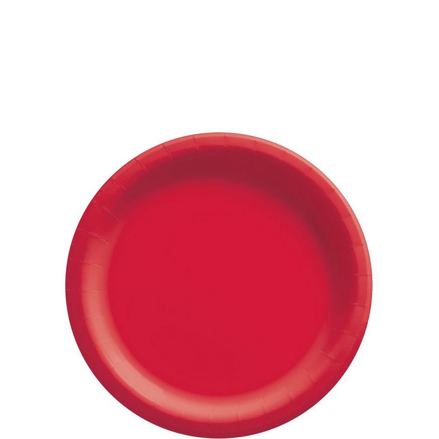 Red Extra Sturdy Paper Dessert Plates, 6.75in, 20ct
